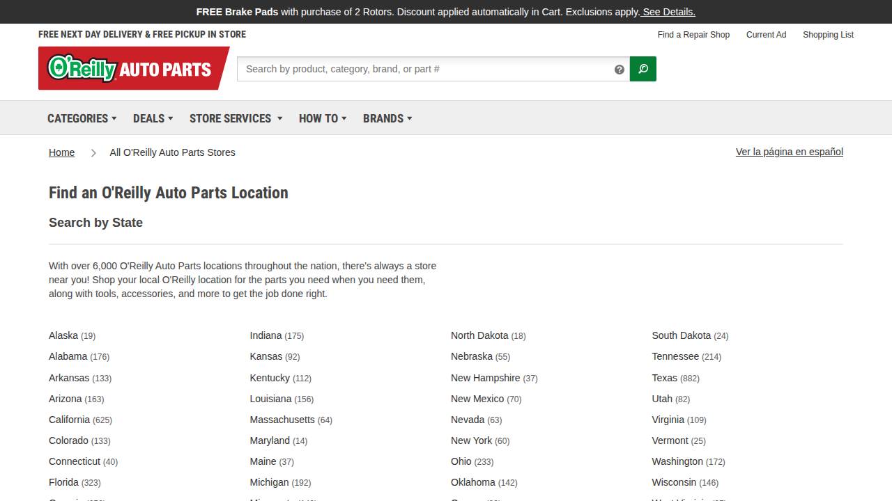 Oreilly Auto Parts 4966 website screenshot