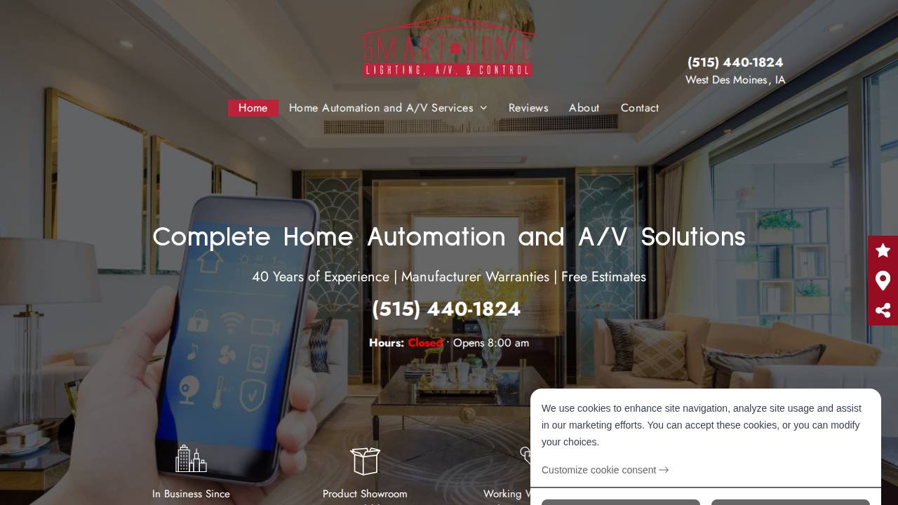 A Smart Home Lighting Av & Con website screenshot