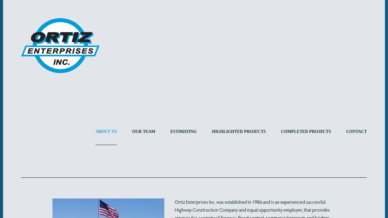 Ortiz Enterprise Inc. website screenshot
