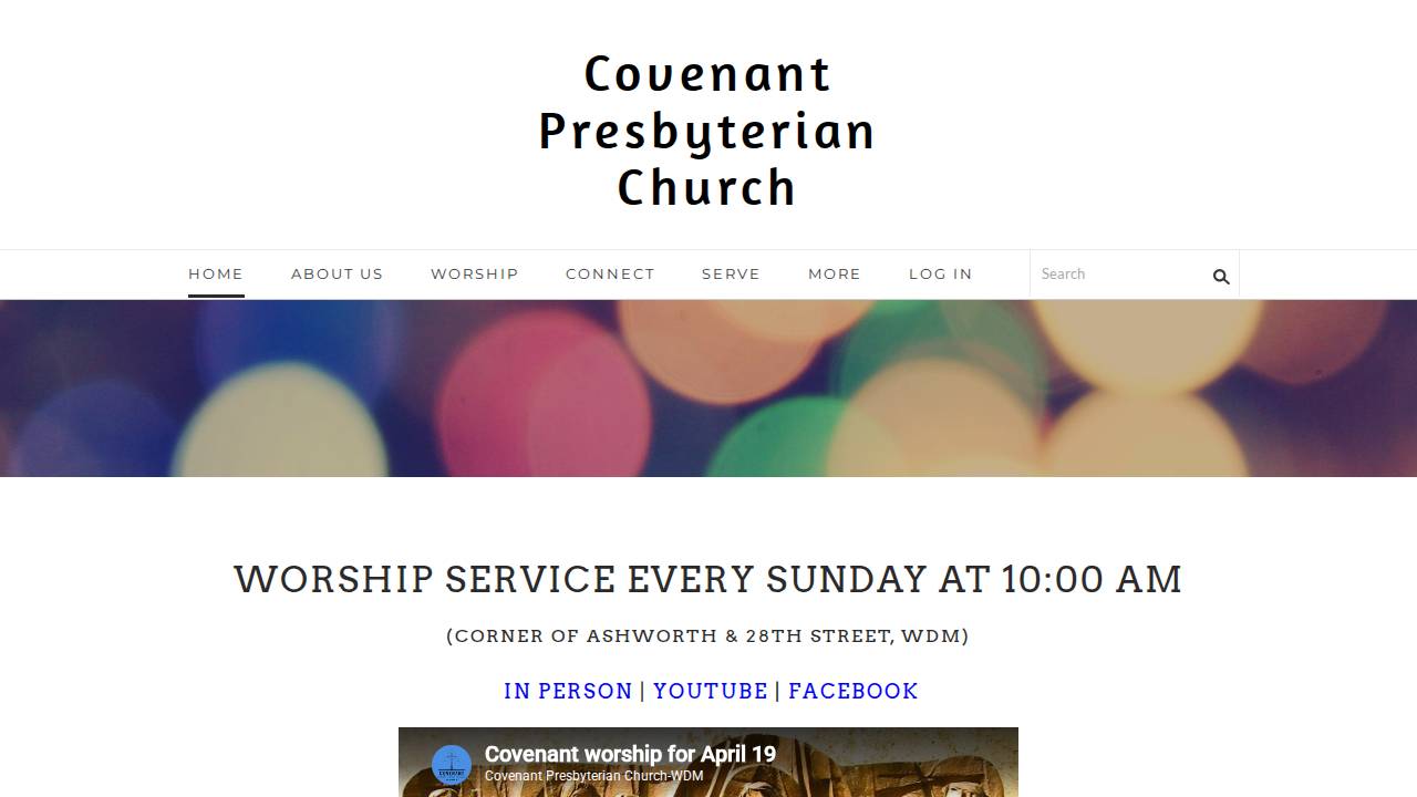 Covenant Presbyterian Church website screenshot