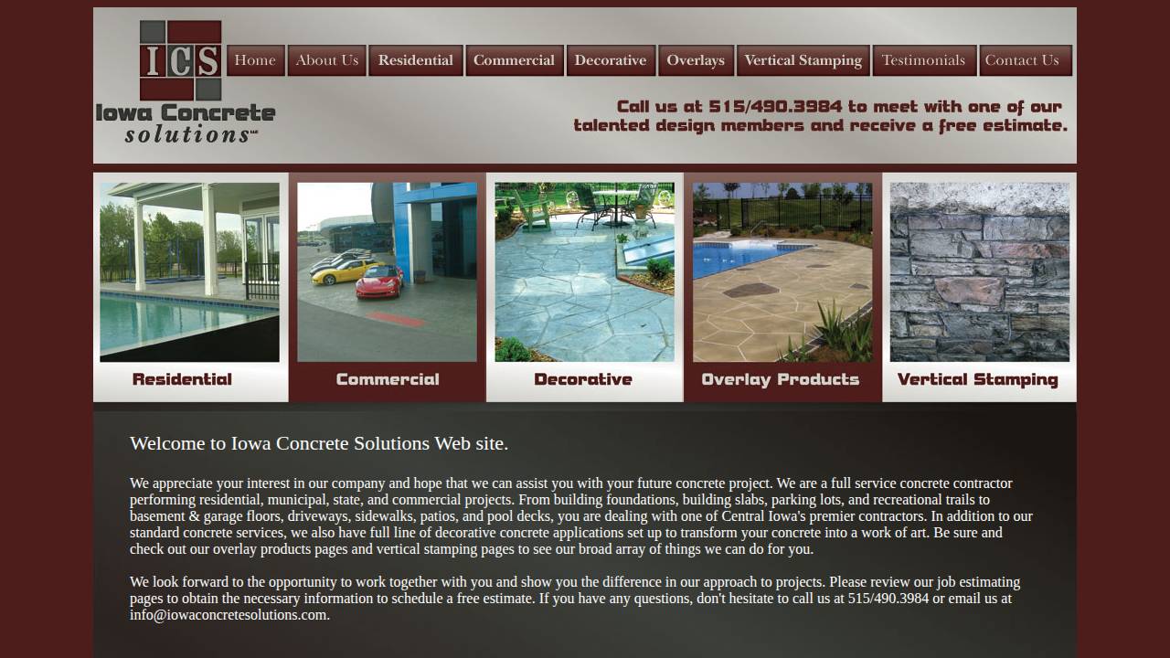 Iowa Concrete Solutions LLC website screenshot