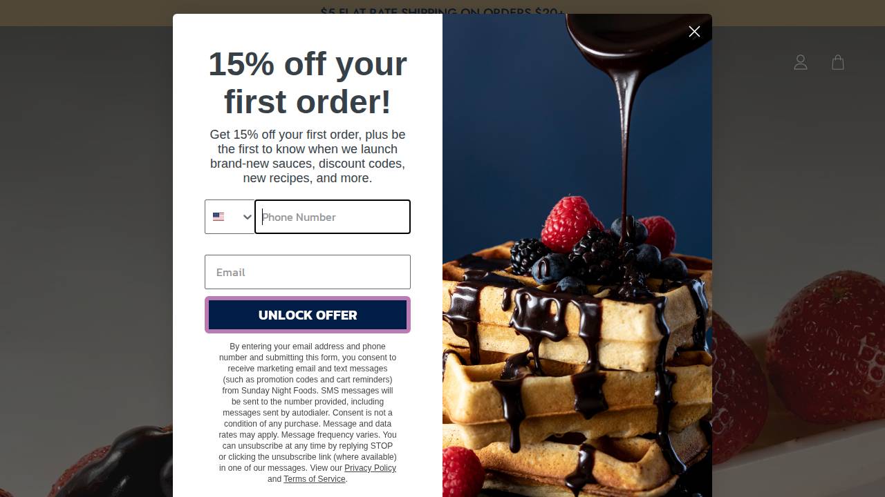 Sunday Night Foods LLC website screenshot