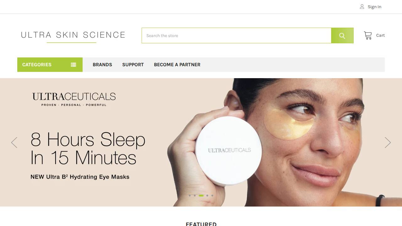 Ultra Skin Science website screenshot