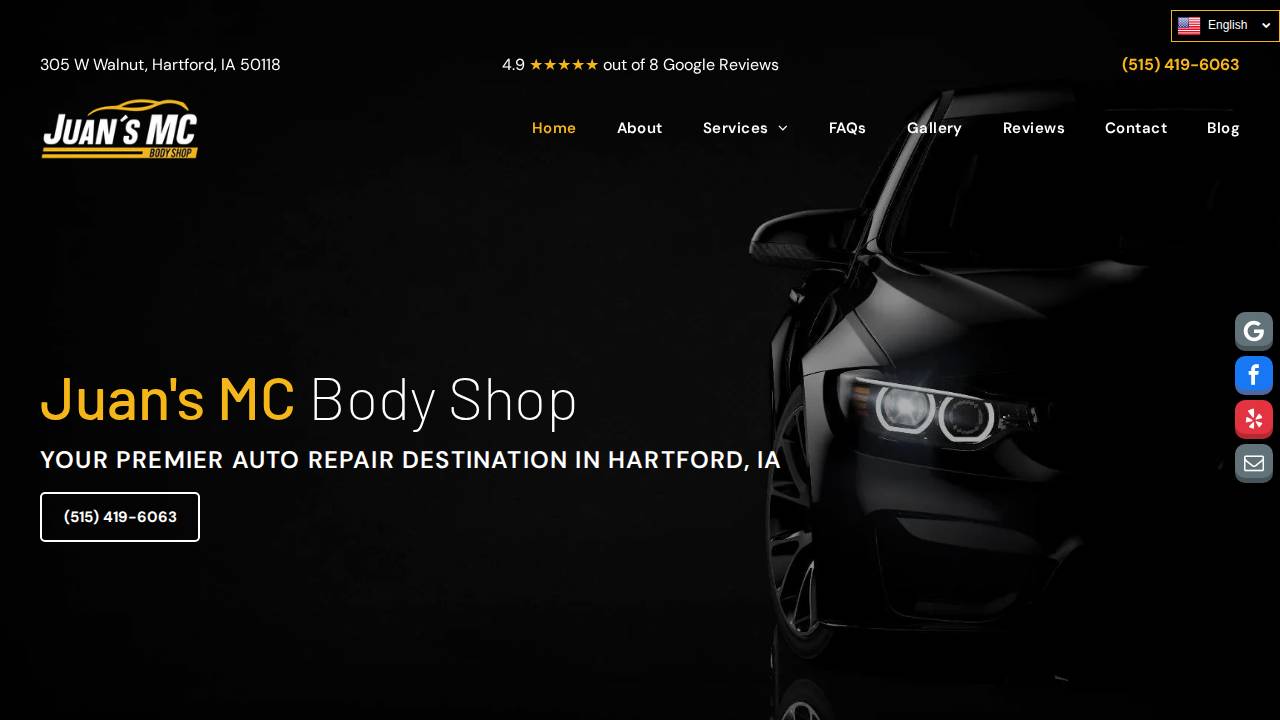 Juans Mc Body Shop Inc. website screenshot