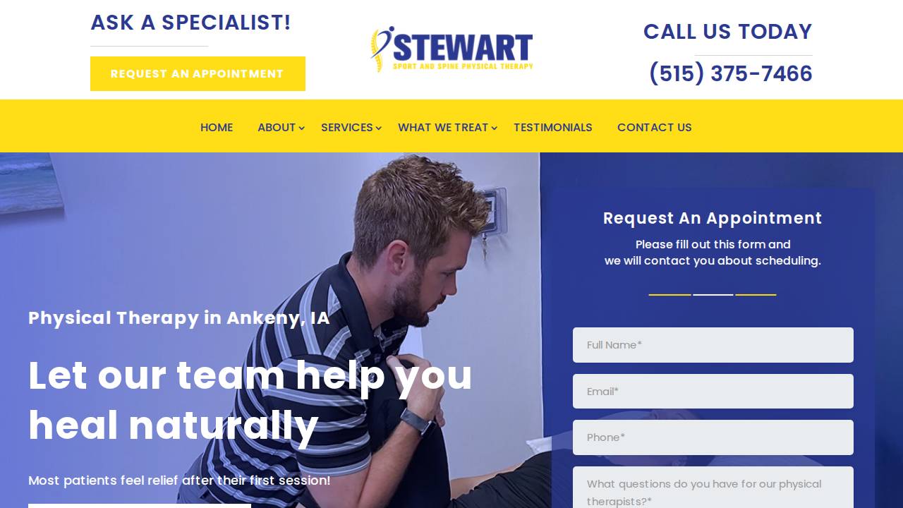 Stewart Sport And Spine Physical Therapy website screenshot