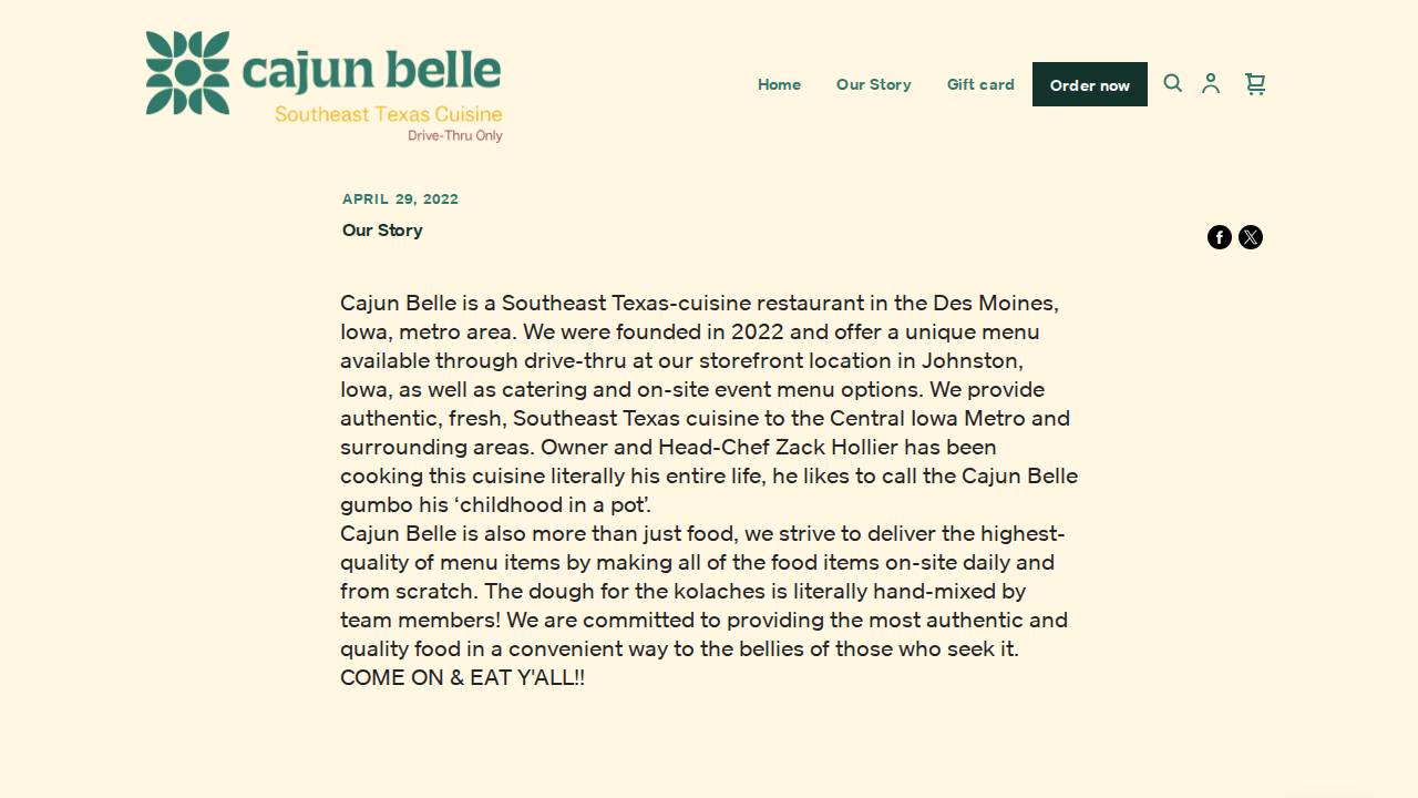Cajun Belle website screenshot