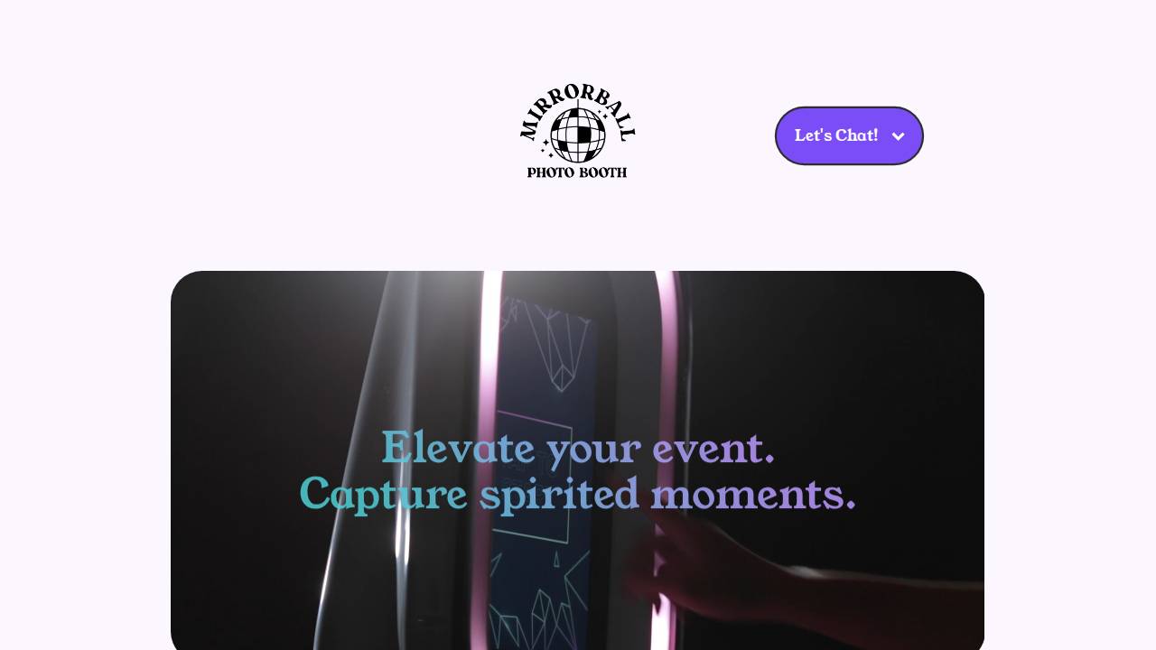 Mirrorball Photo Booth website screenshot