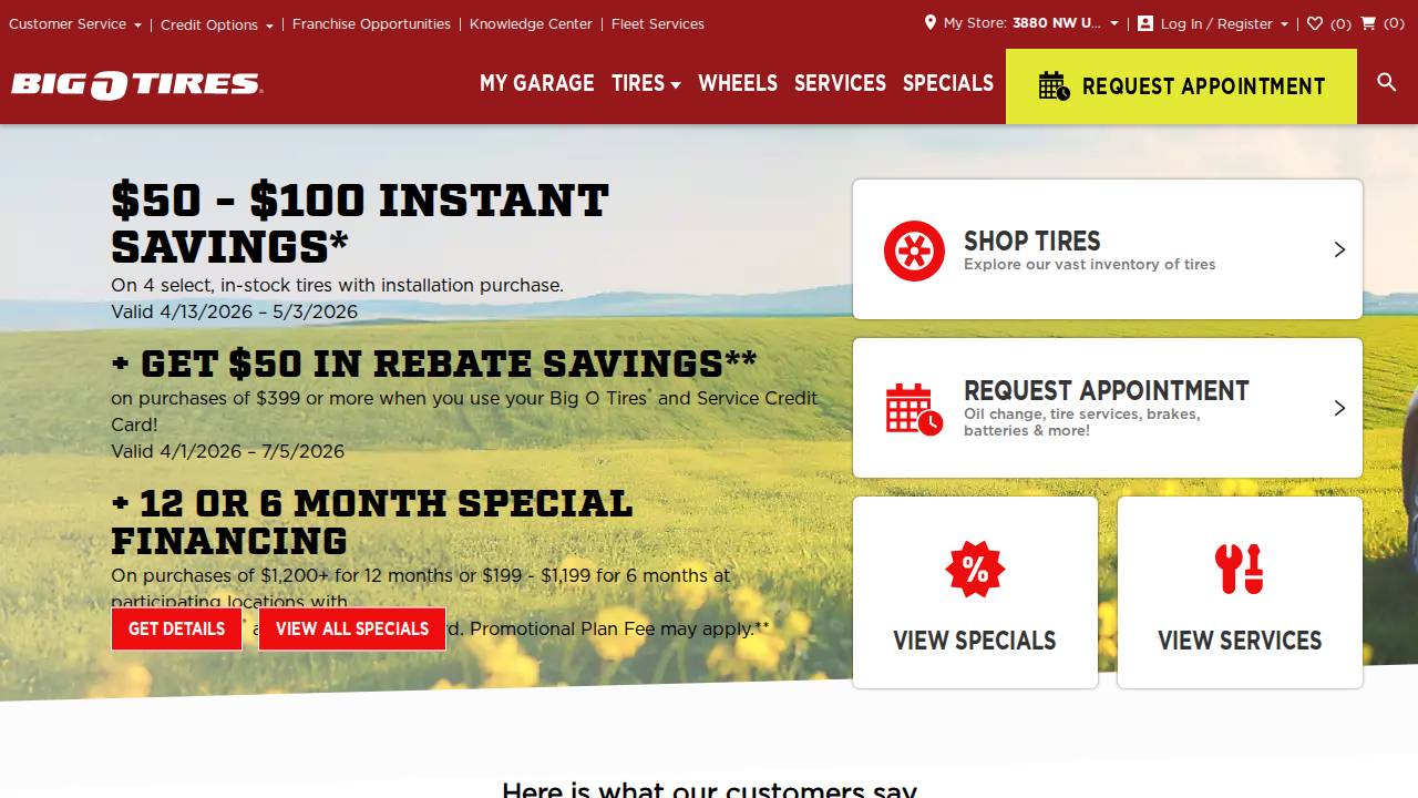 Big O Tires #015016 website screenshot
