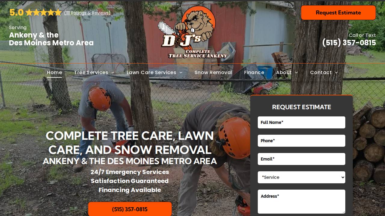 De Jong Stump Grinding website screenshot