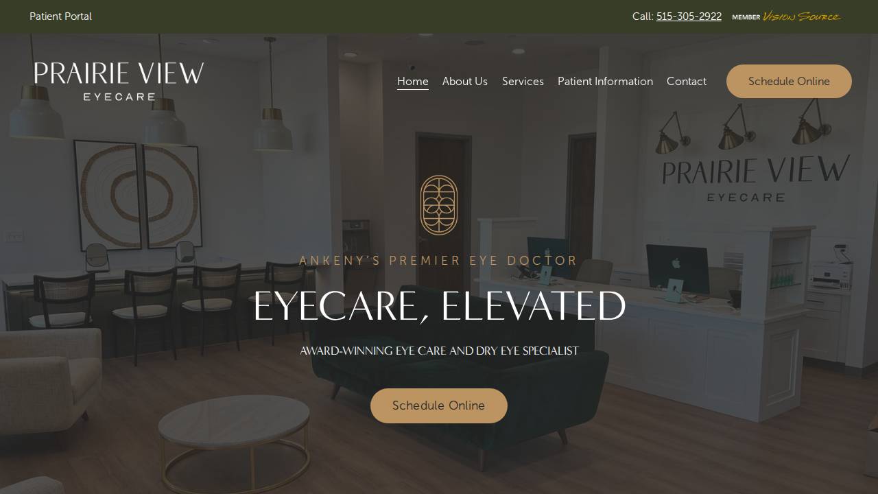Prairie View Eyecare website screenshot