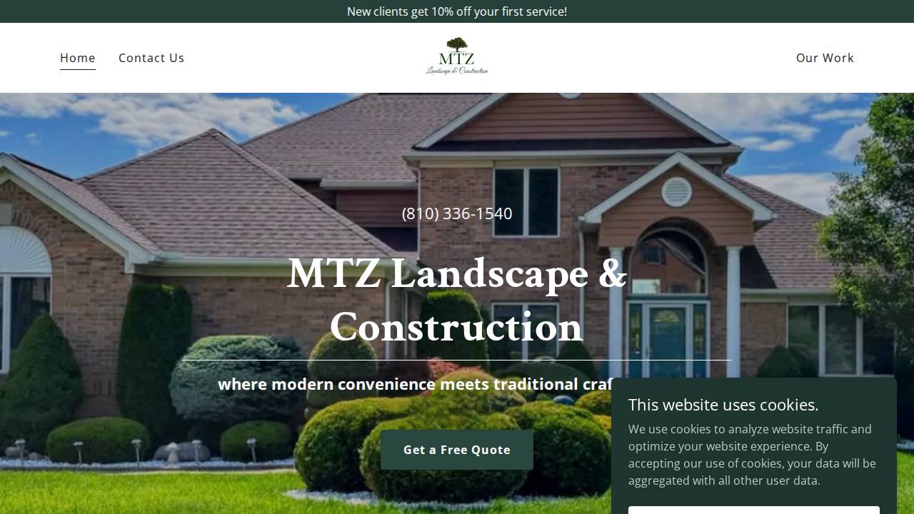Mtz Landscapes LLC website screenshot