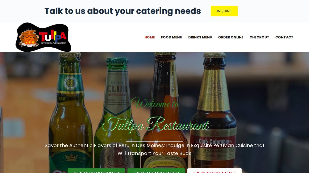Tullpa Restaurant LLC website screenshot