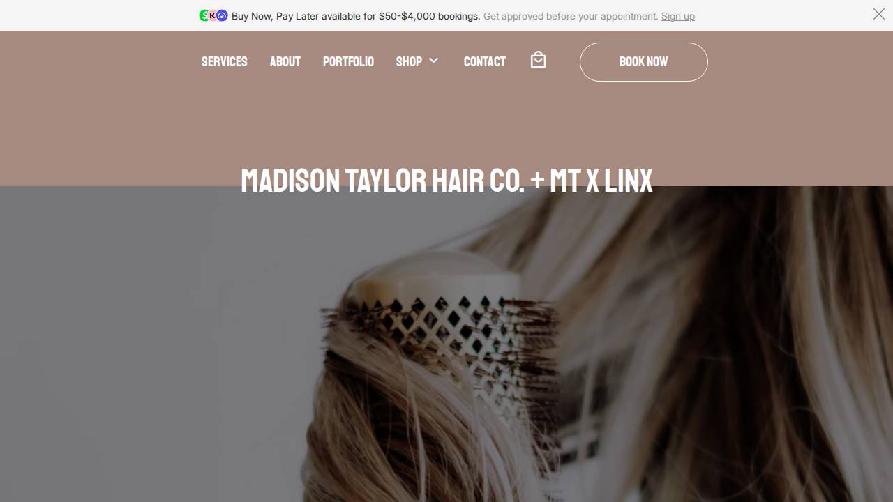 Madison Taylor Hair Co. website screenshot