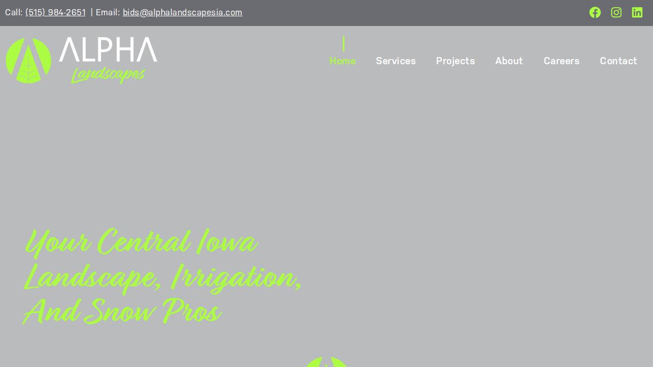 Alpha Landscapes LLC website screenshot