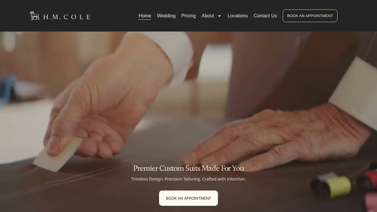 Bespoke Custom Clothing website screenshot