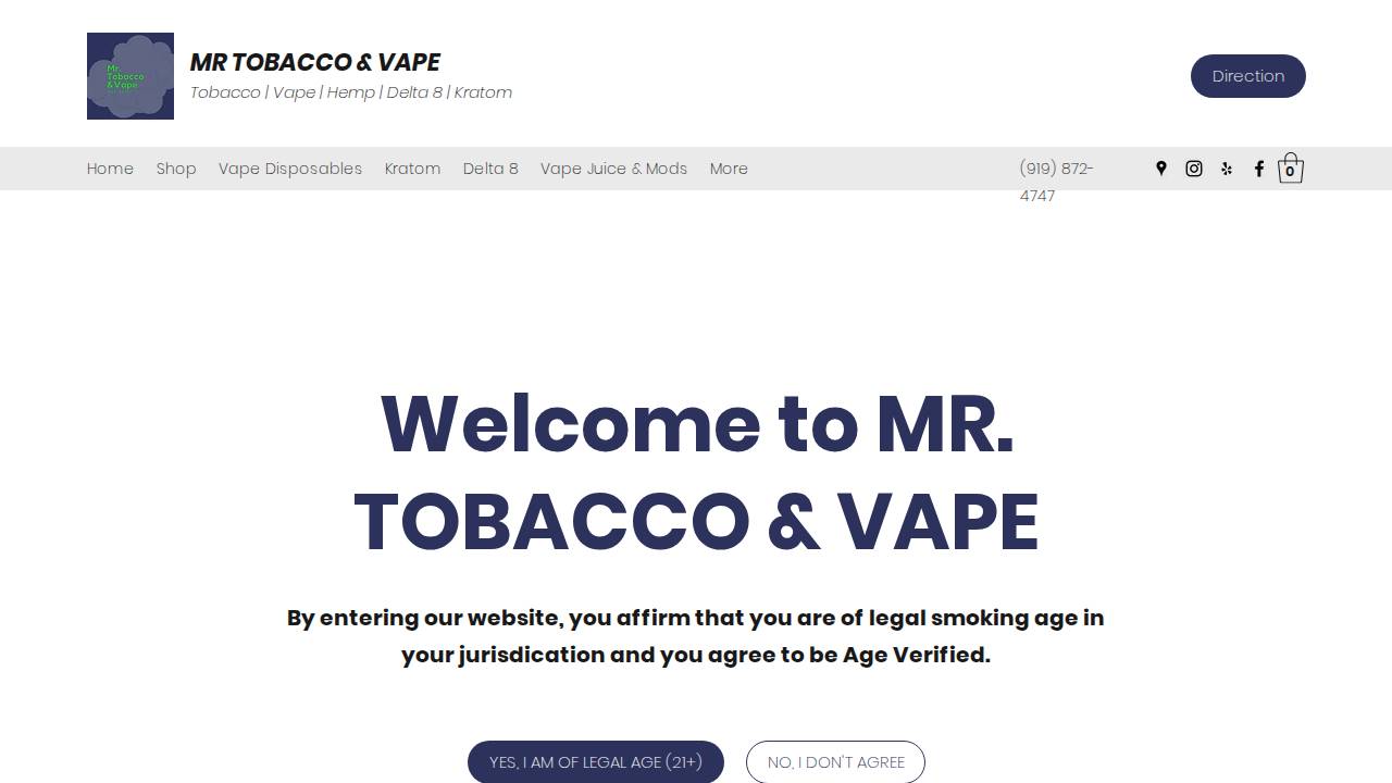 Mr Tobacco And Vapor website screenshot
