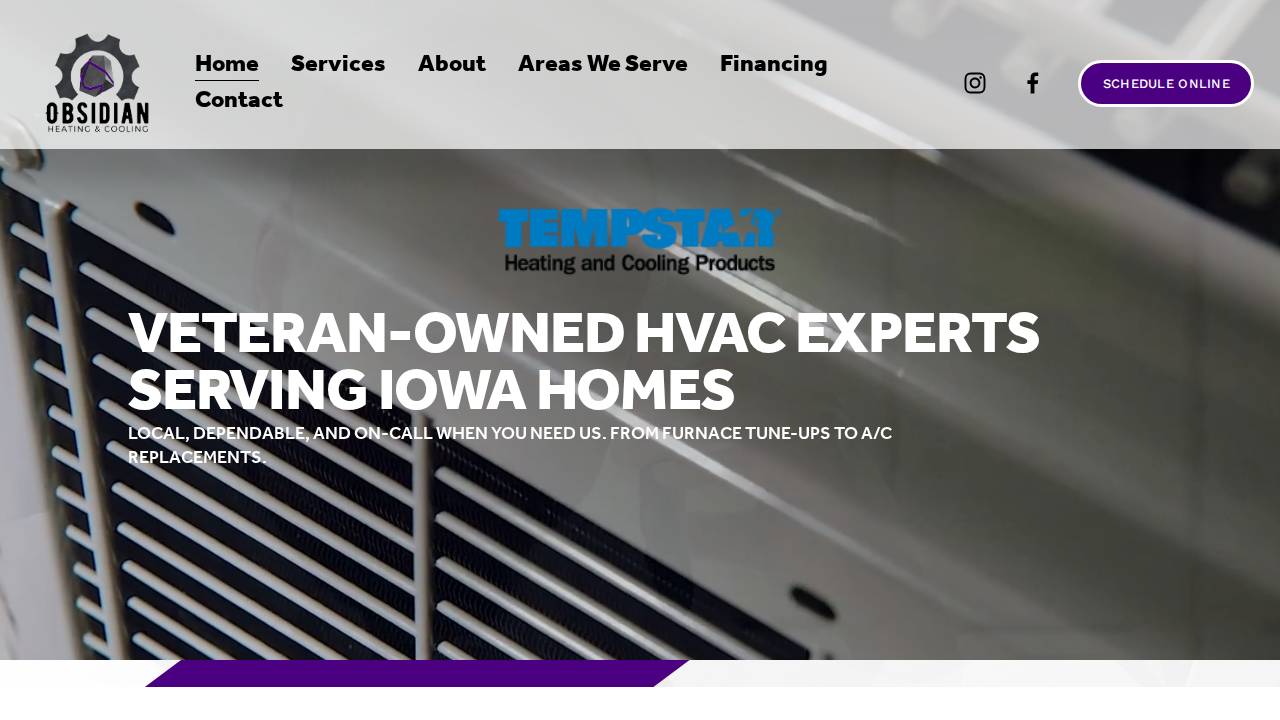 Obsidian Heating And Cooling LLC website screenshot