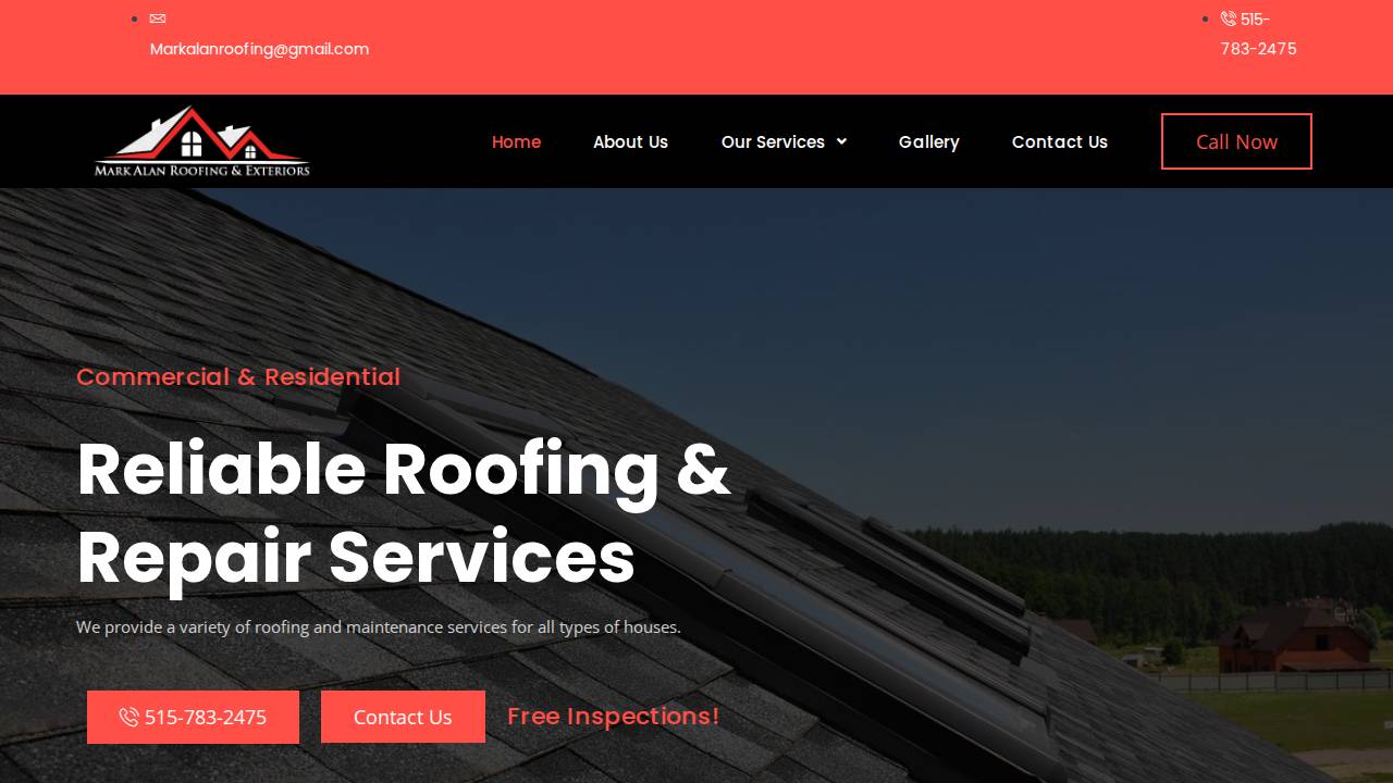 Mark Alan Roofing And Exteriors website screenshot