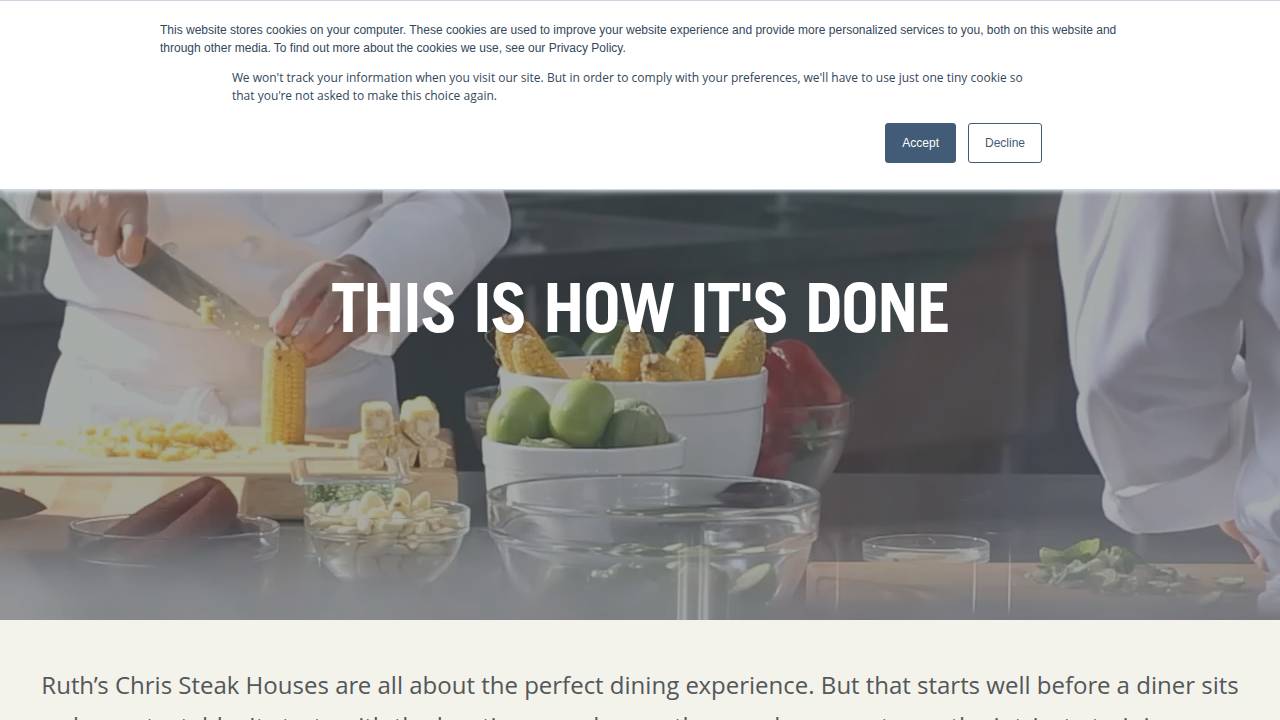 LLC Ruth's Chris Steak House website screenshot