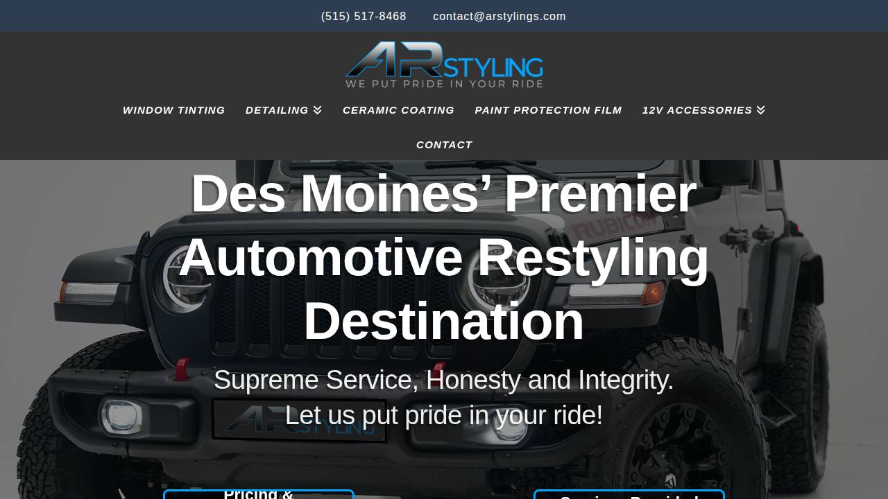 Ar Styling website screenshot