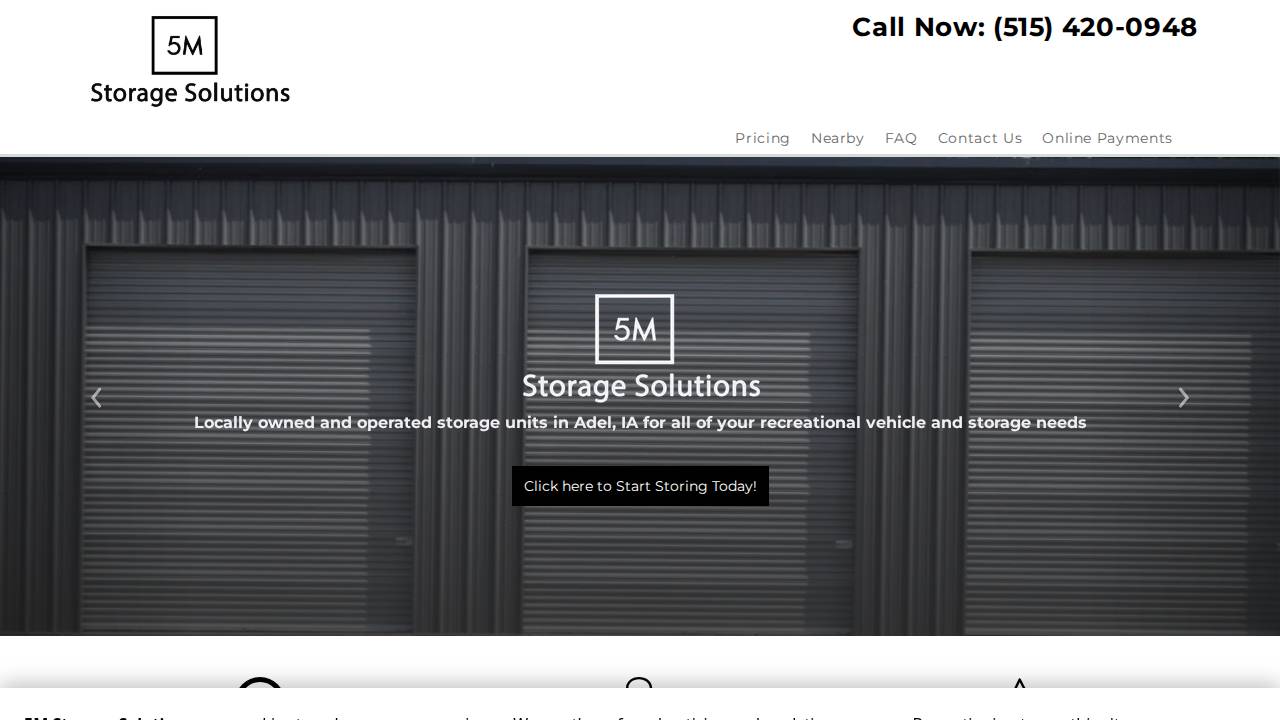 5m Storage Solutions website screenshot