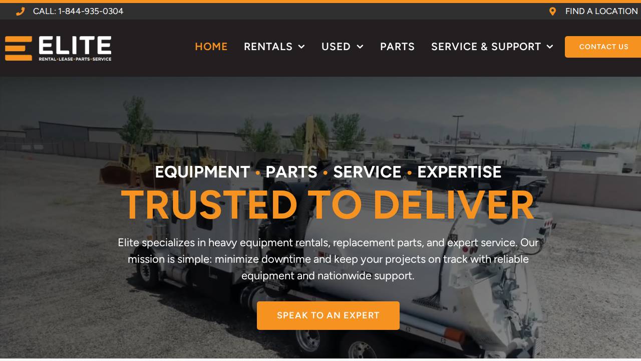 Elite Equipment Rentals website screenshot