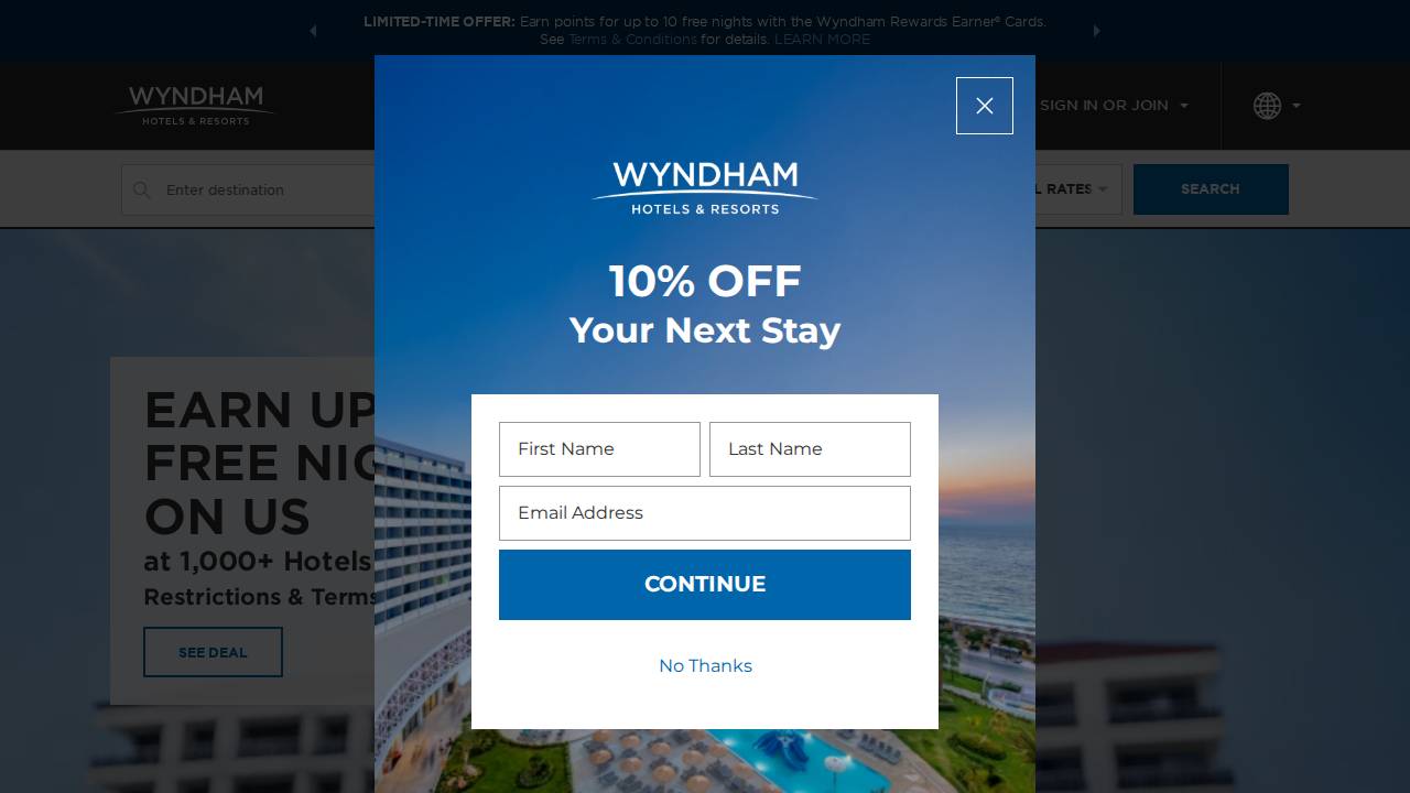 Baymont Inn website screenshot