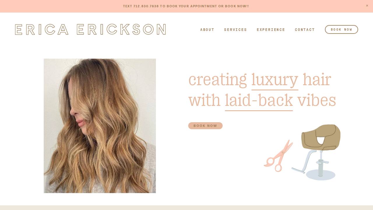 Erica Erickson Salon website screenshot