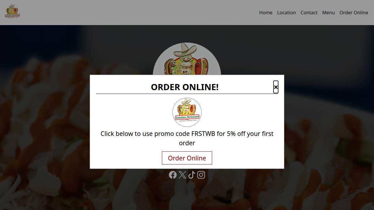 Antojitos Mexicanos Food Truck website screenshot