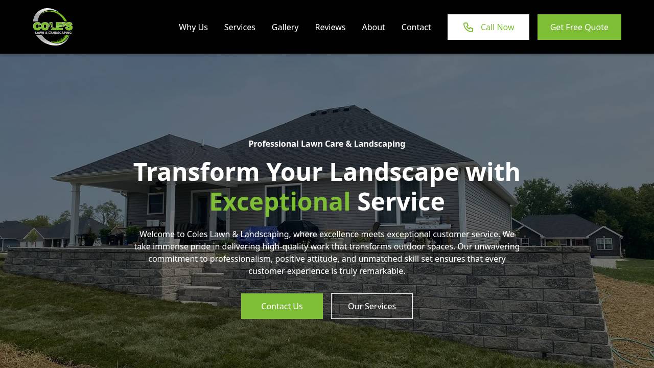 Coles Lawn Care website screenshot