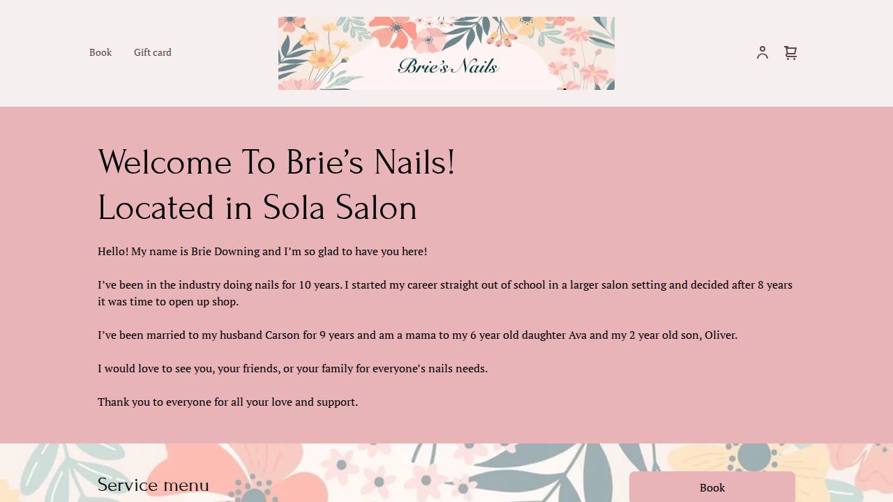 Brie’s Nails website screenshot