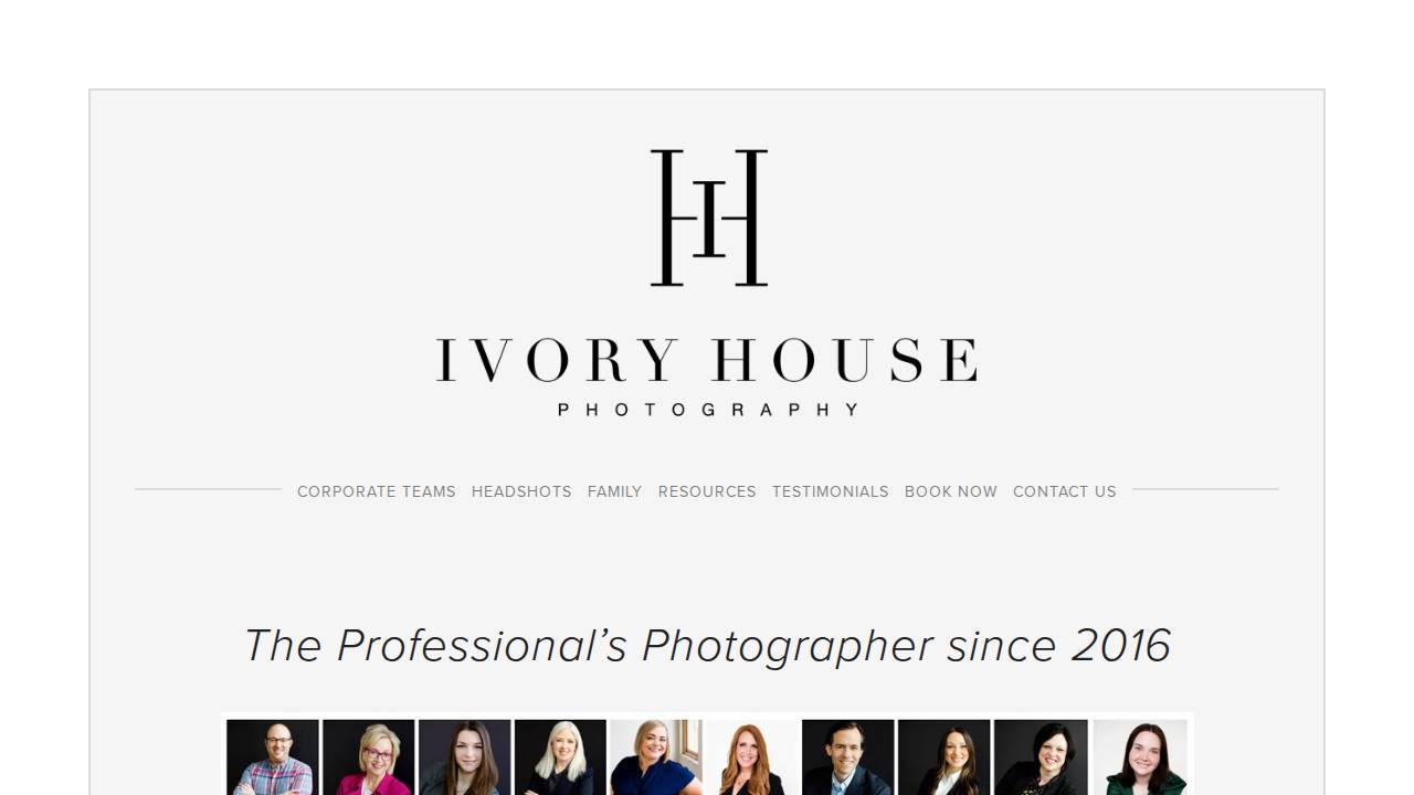 Photographer website screenshot