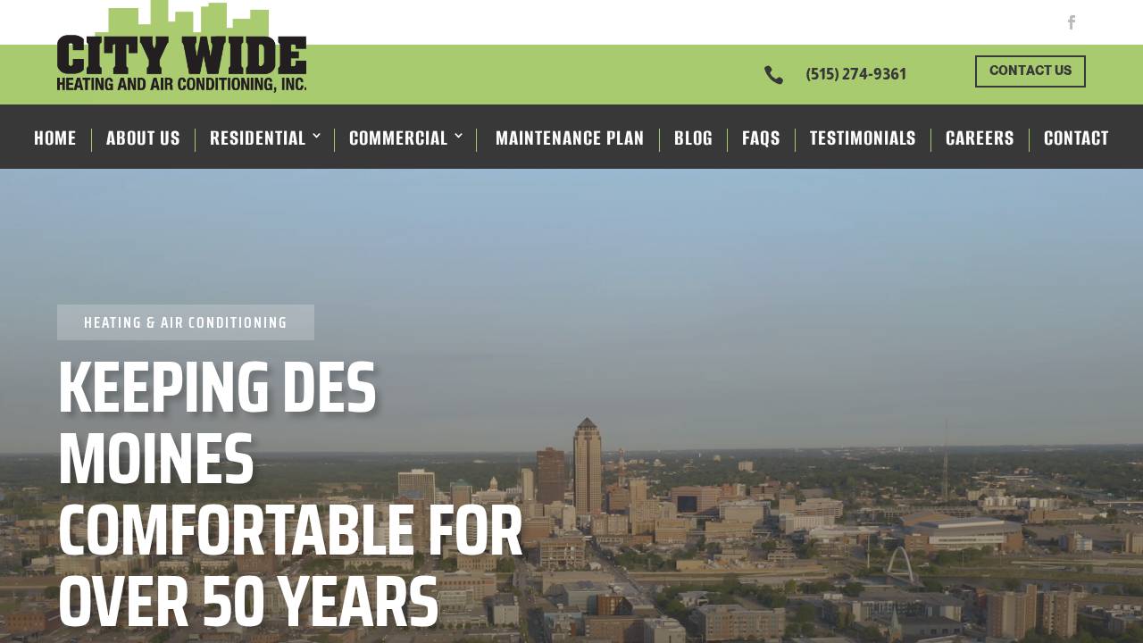 City Wide Heating & Air website screenshot