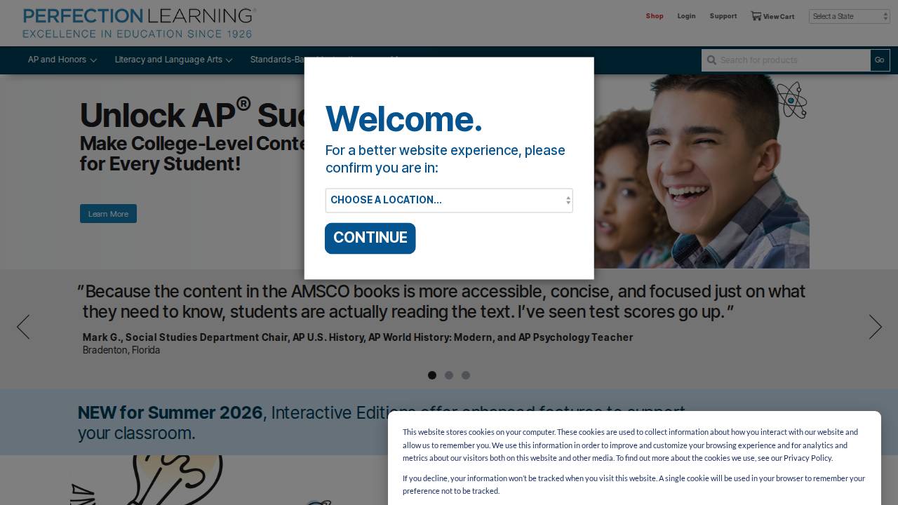 Perfection Learning Corporation website screenshot