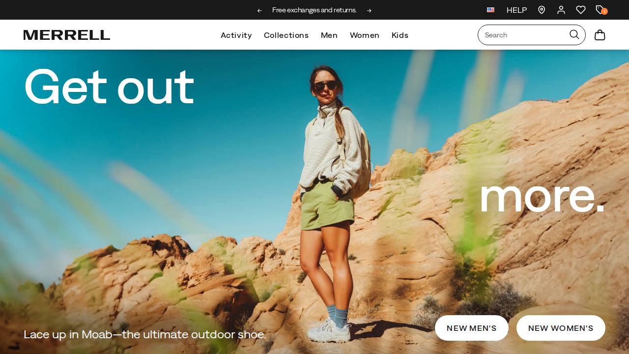 Merrell website screenshot