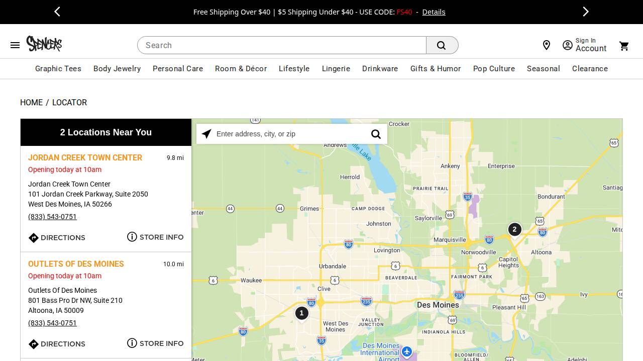 Spencer Gifts LLC website screenshot