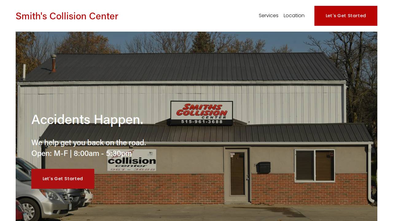 Smith's Collision Center LLC website screenshot