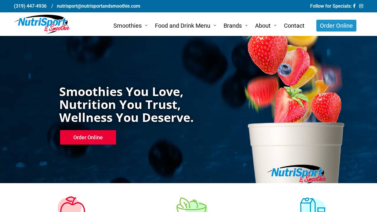 Nutrisport-Smoothie LLC website screenshot