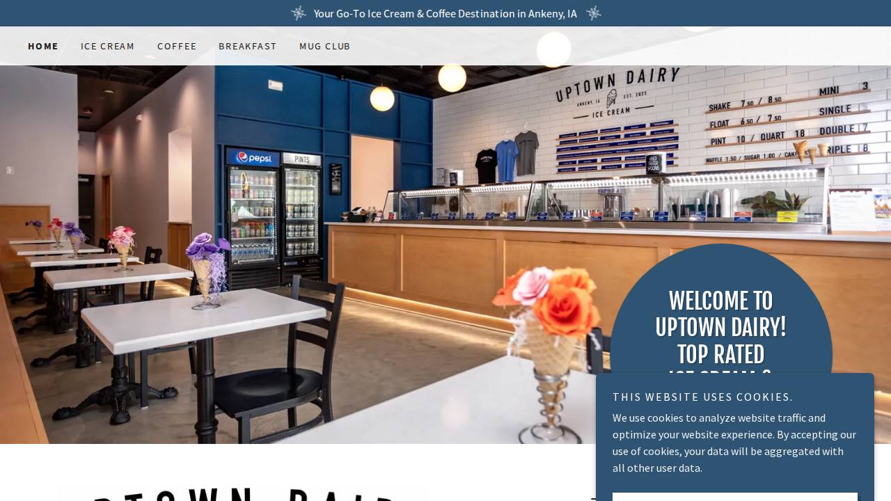 Uptown Dairy website screenshot