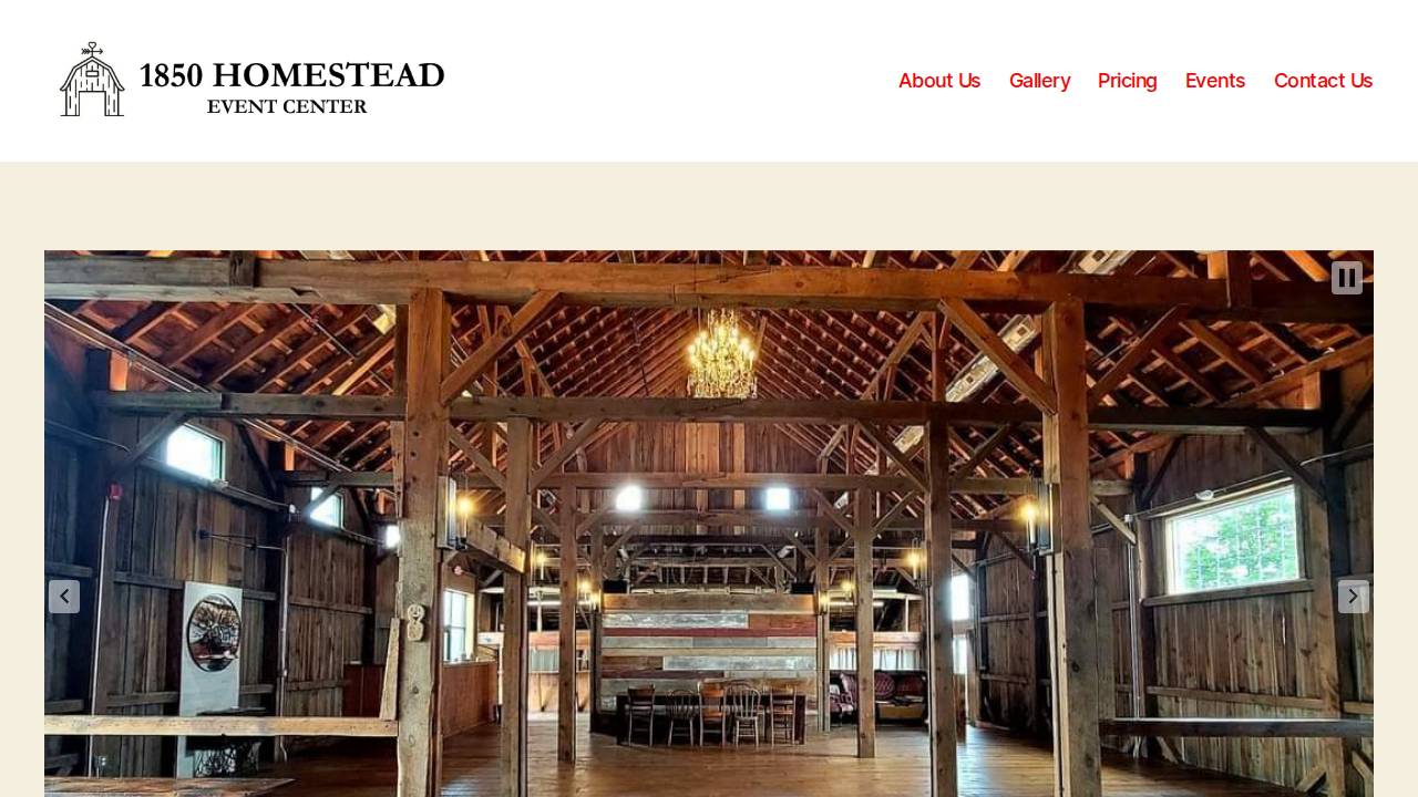 The 1850 Homestead website screenshot