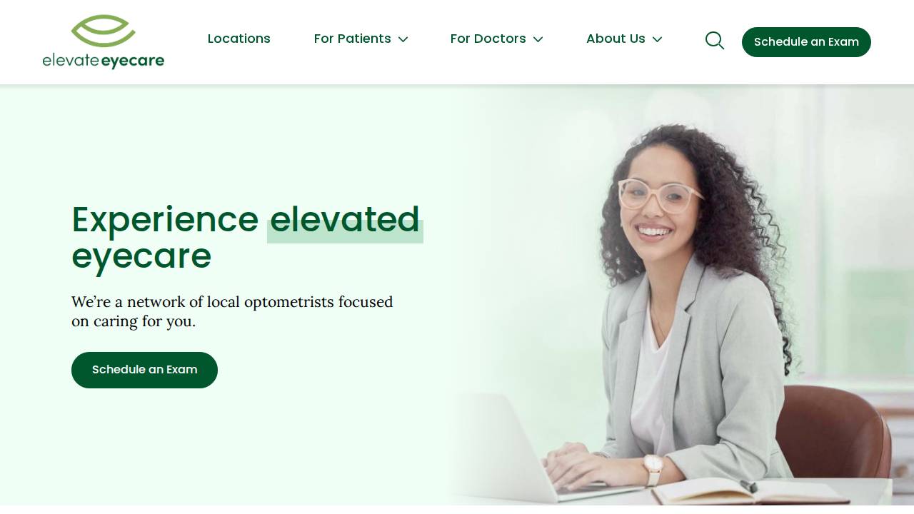 Elevate Eyecare website screenshot