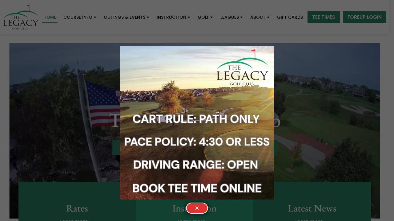 Legend Golf website screenshot