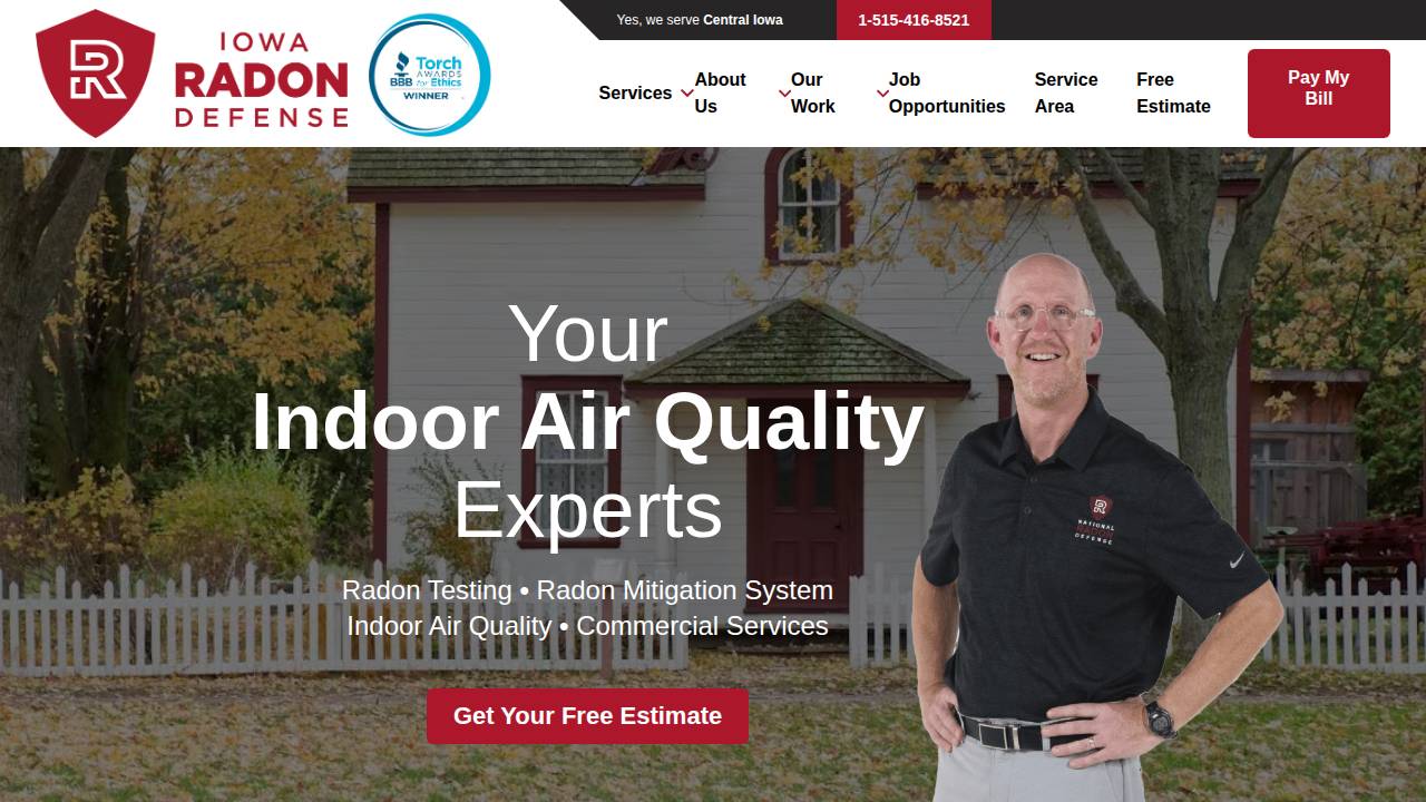 Iowa Radon Defense website screenshot