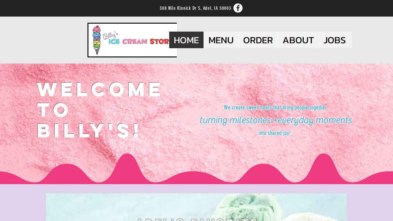 Billys Ice Cream Store LLC website screenshot