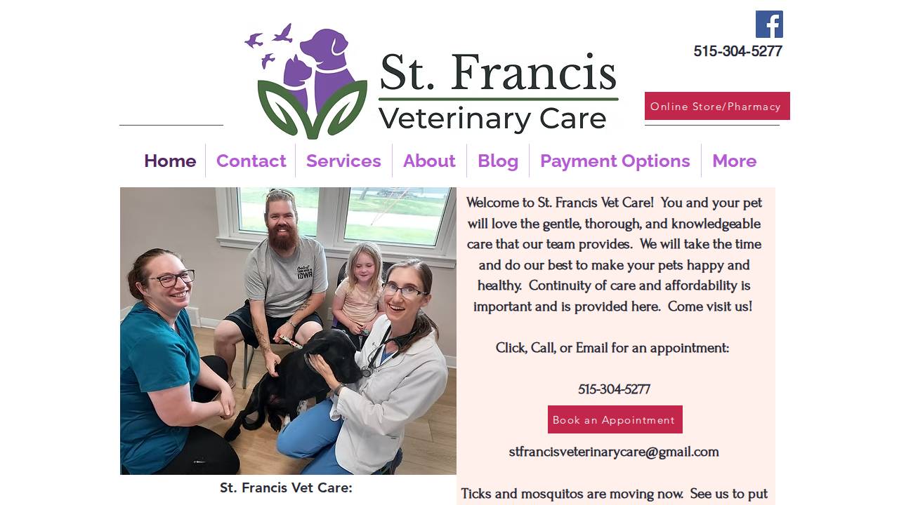 St Francis Veterinary Care Pllc website screenshot
