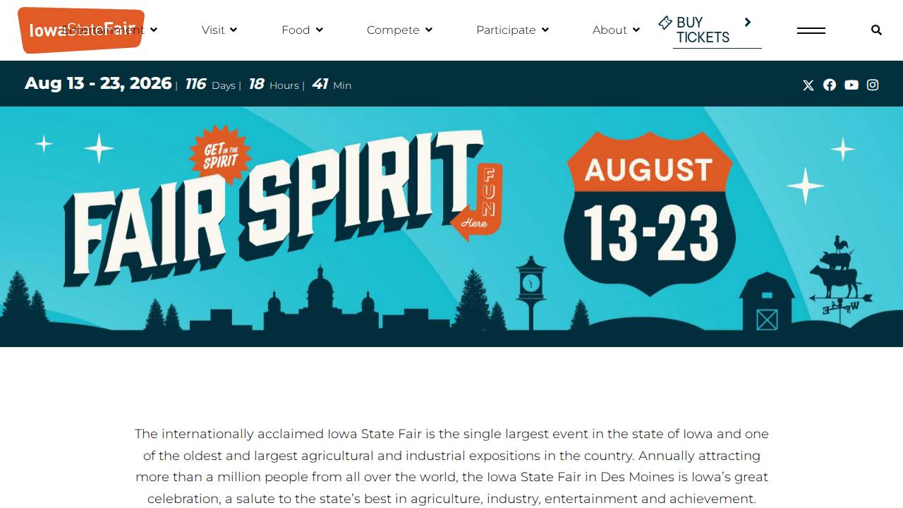 Iowa State Fair website screenshot