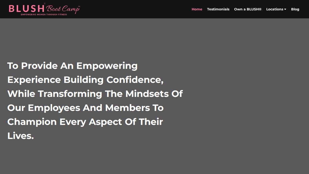 Blush Bootcamp website screenshot