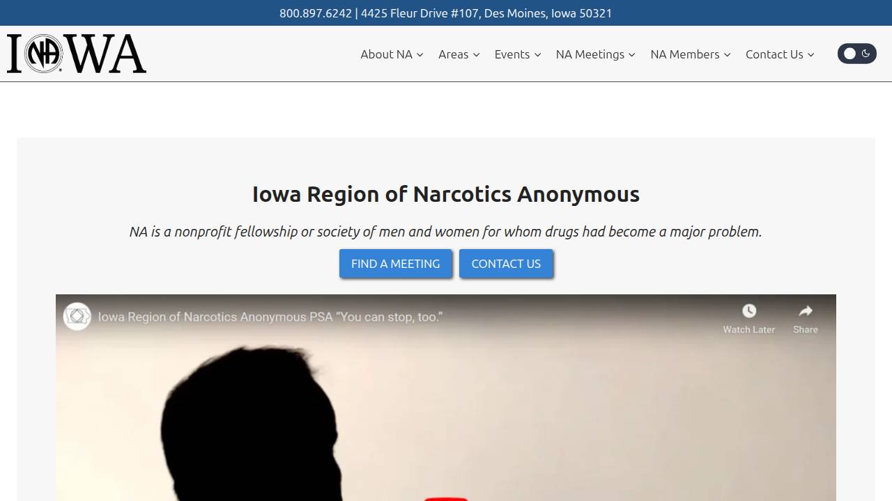 Iowa Region Of Narcotics Anonymous website screenshot