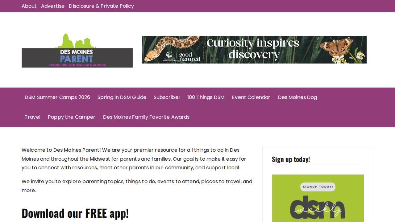 Des Moines Parent website screenshot