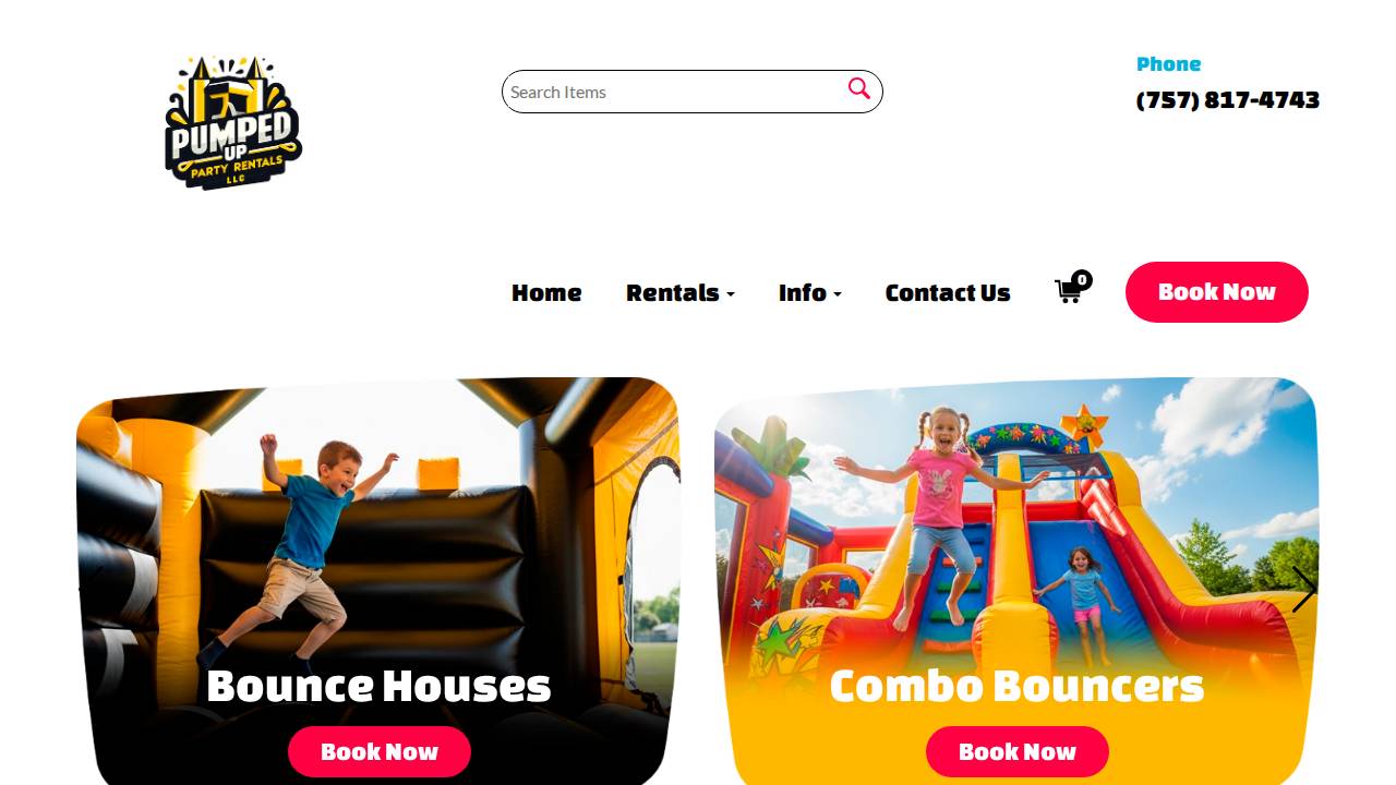 Pumped Up Party Rentals LLC website screenshot